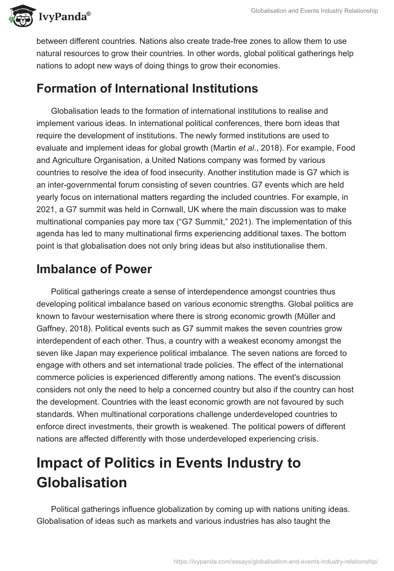 Globalisation and Events Industry Relationship. Page 3