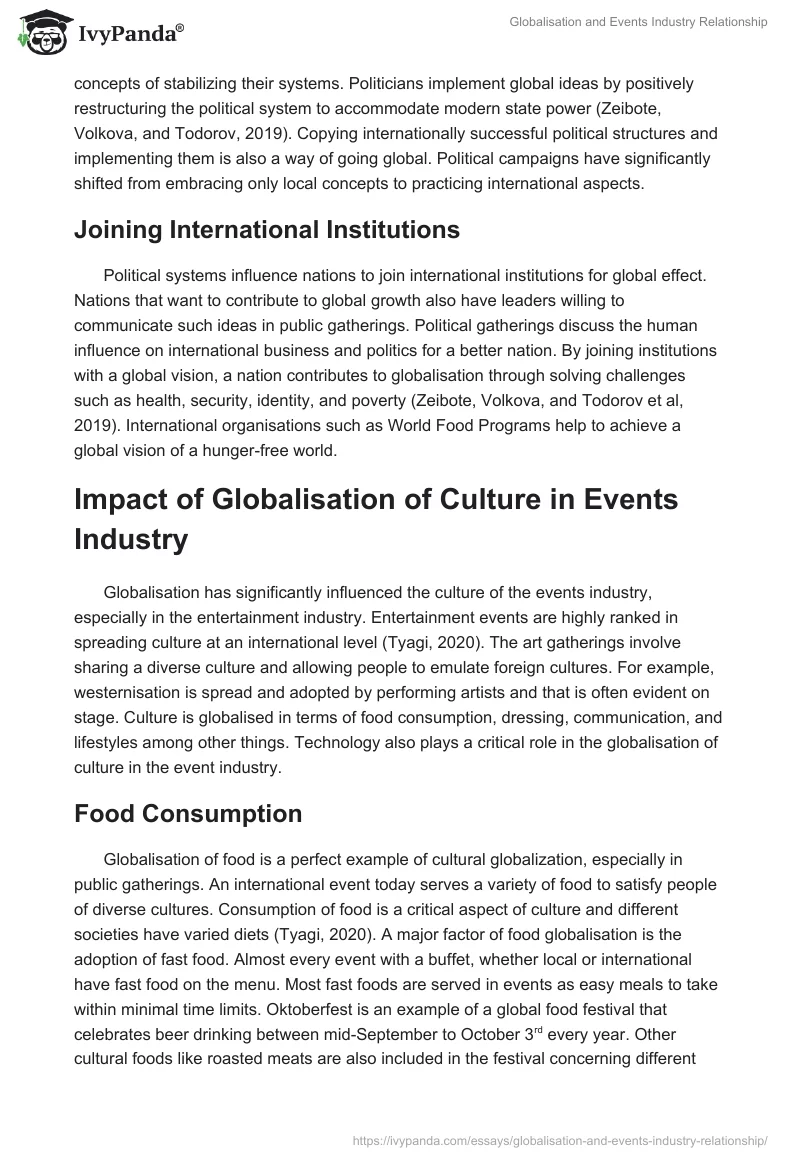 Globalisation and Events Industry Relationship. Page 5