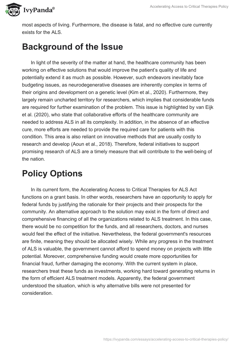 Accelerating Access to Critical Therapies Policy. Page 2