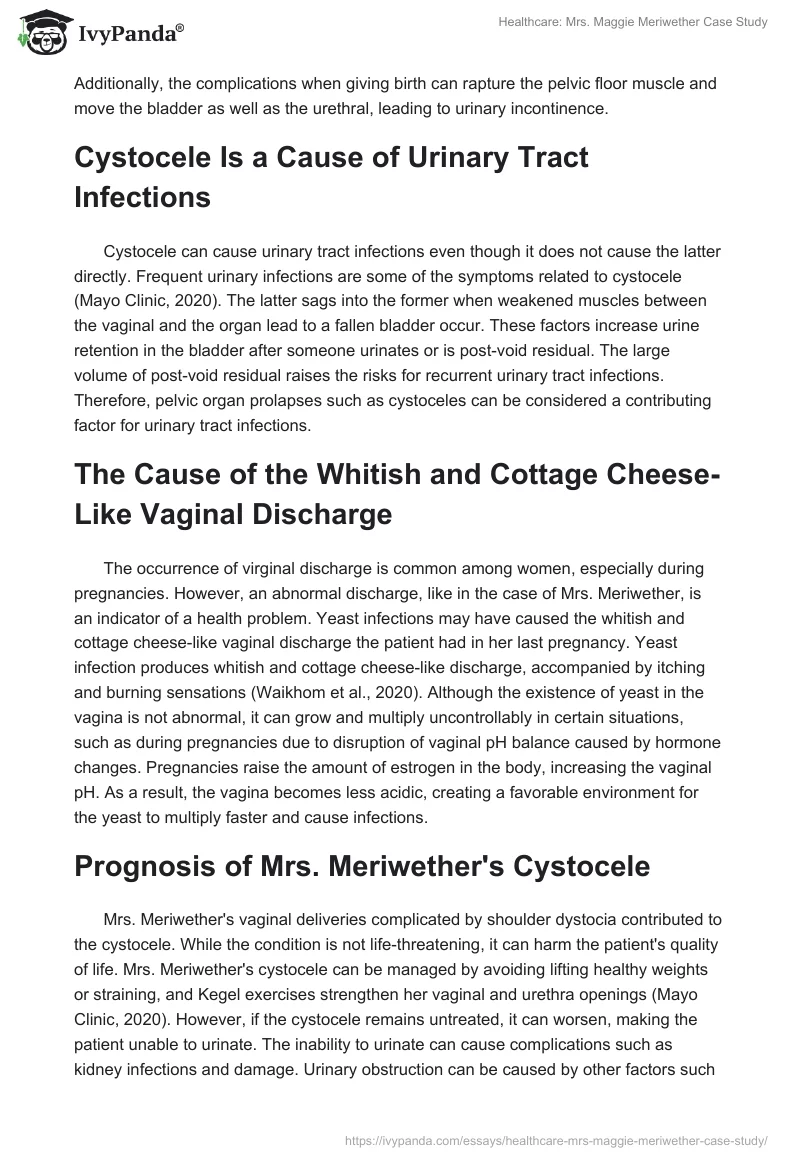 Healthcare: Mrs. Maggie Meriwether Case Study. Page 2