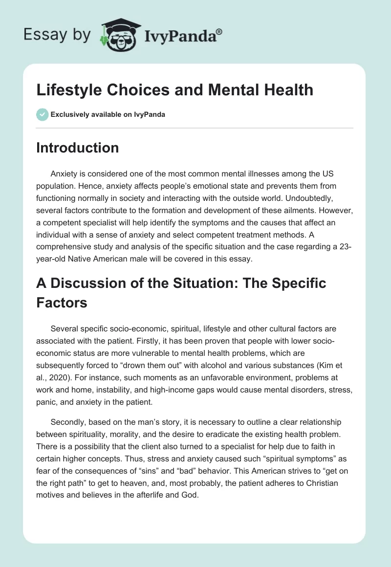 Lifestyle Choices and Mental Health. Page 1