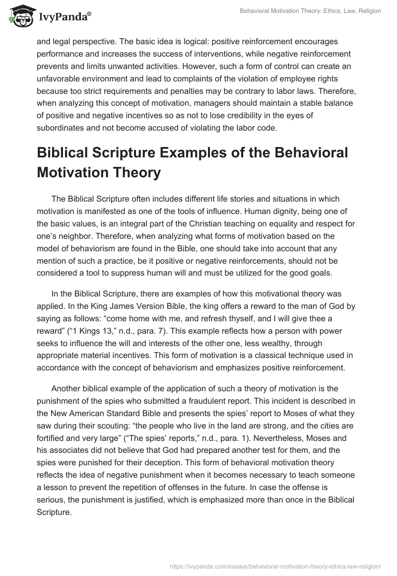 Behavioral Motivation Theory: Ethics, Law, Religion. Page 4