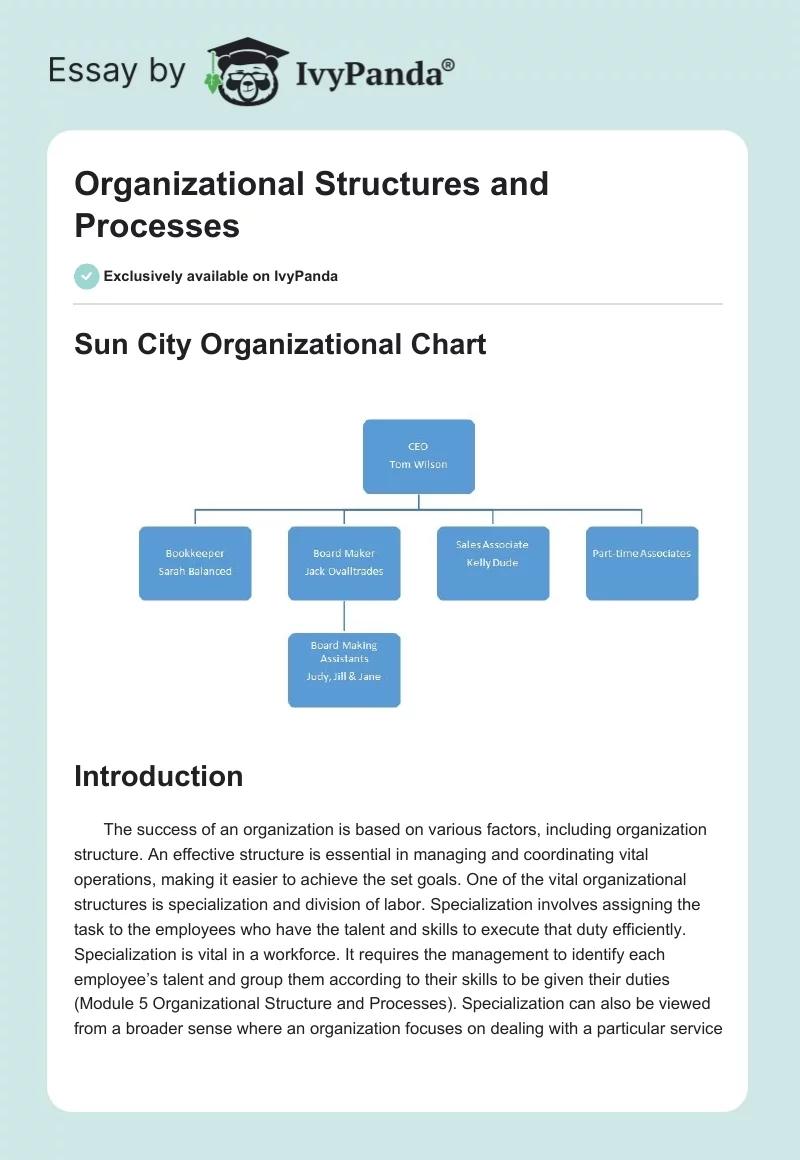 Organizational Structures and Processes. Page 1
