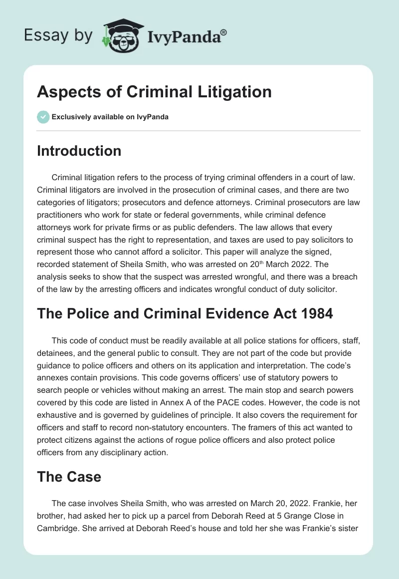 Aspects of Criminal Litigation. Page 1