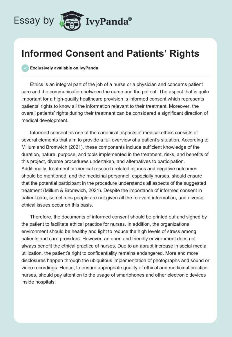 Informed Consent and Patients’ Rights. Page 1
