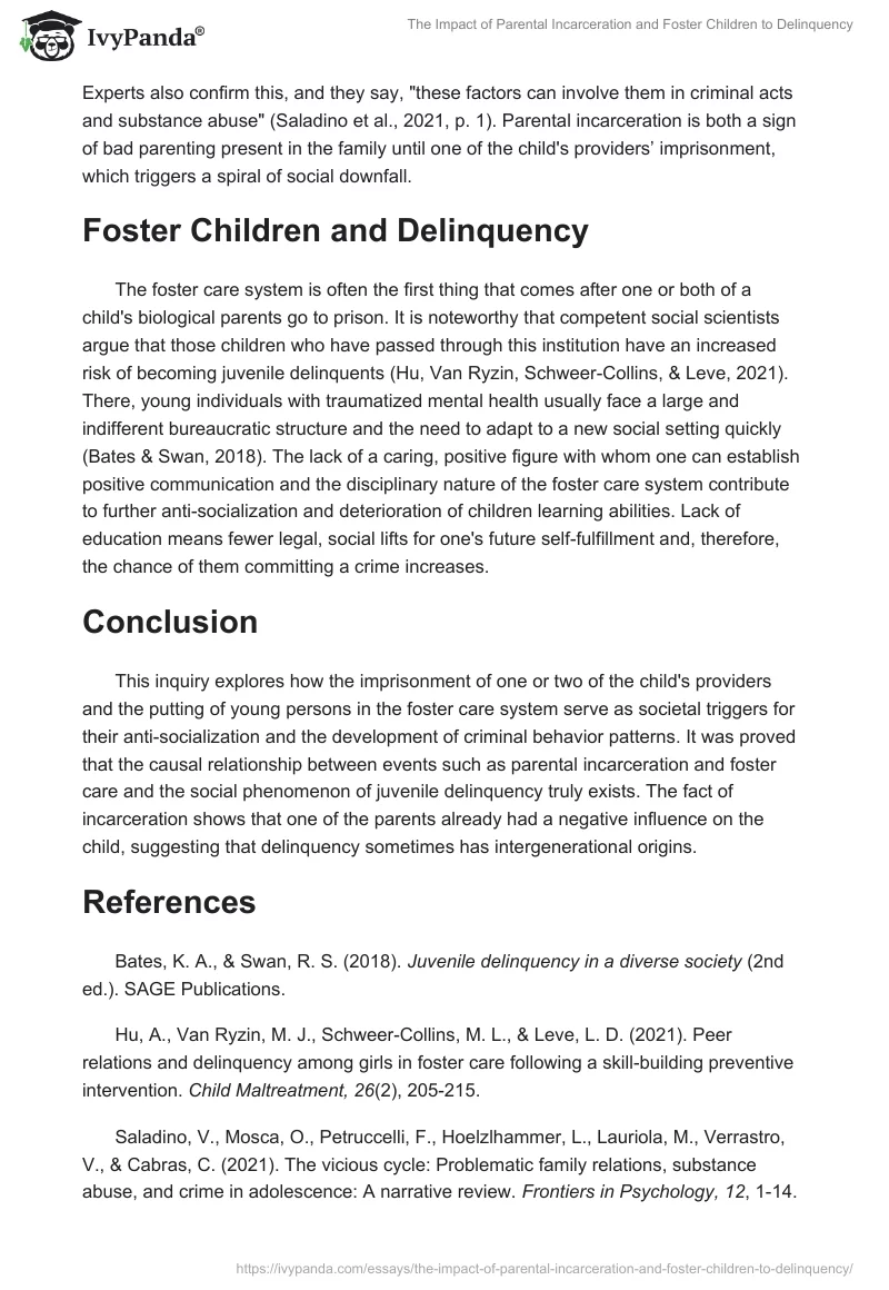 The Impact of Parental Incarceration and Foster Children to Delinquency. Page 2