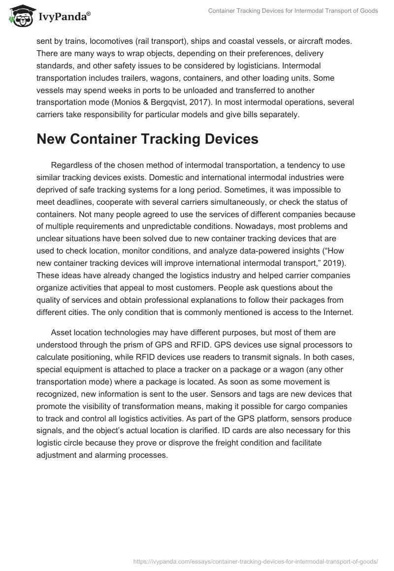 Container Tracking Devices for Intermodal Transport of Goods. Page 2