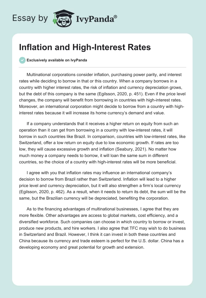 Inflation and High-Interest Rates. Page 1