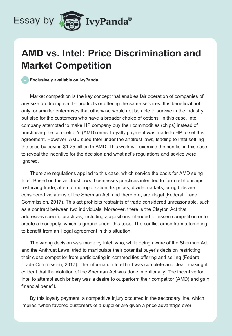 AMD vs. Intel: Price Discrimination and Market Competition. Page 1
