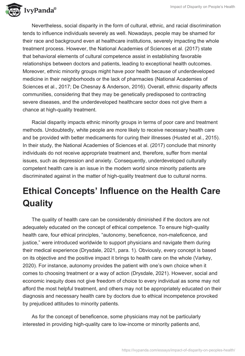 Impact of Disparity on People’s Health. Page 2