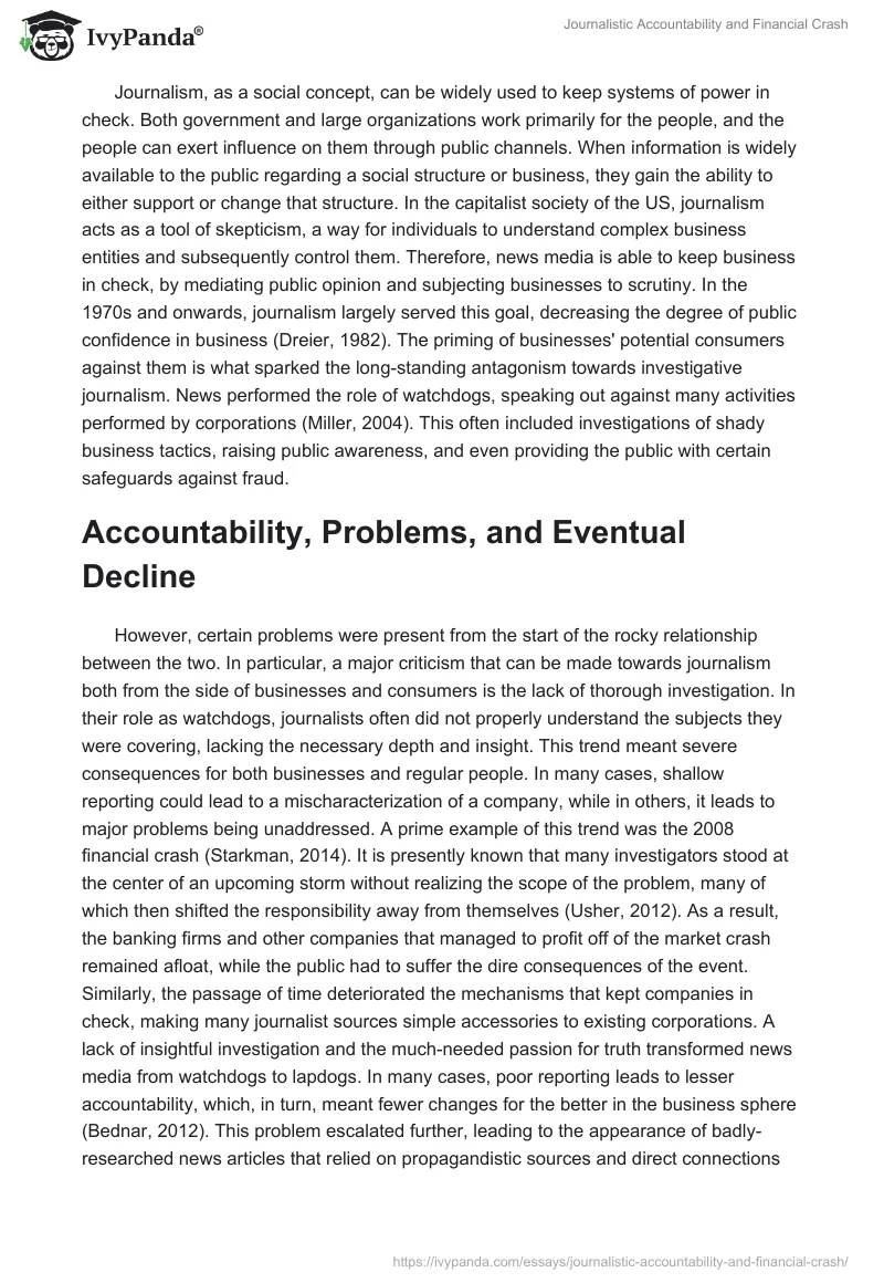 Journalistic Accountability and Financial Crash. Page 3