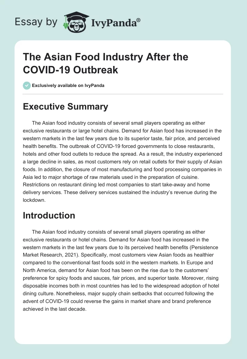 The Asian Food Industry After the COVID-19 Outbreak. Page 1
