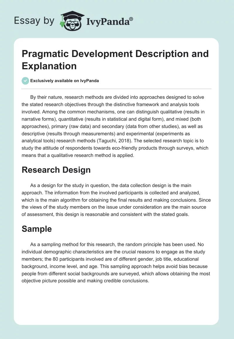 Pragmatic Development Description and Explanation. Page 1