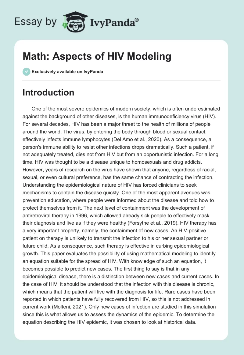 Math: Aspects of HIV Modeling. Page 1