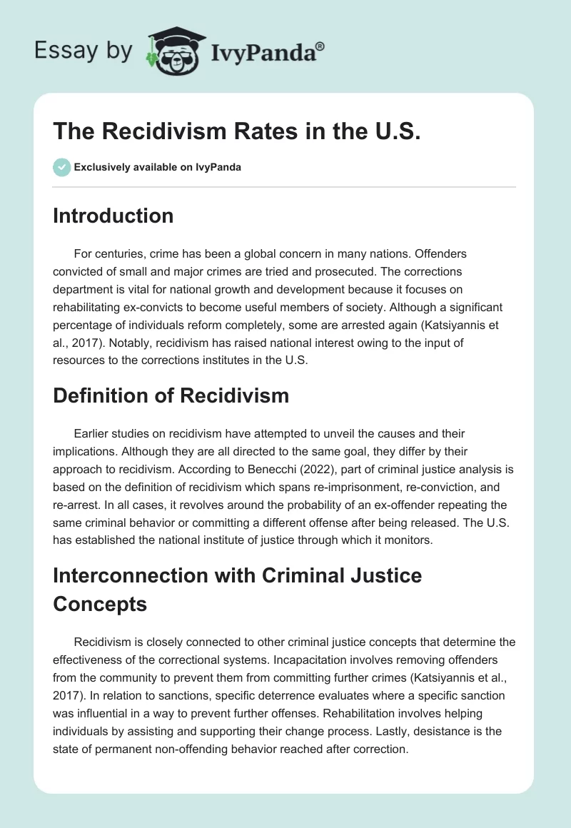 The Recidivism Rates in the U.S.. Page 1