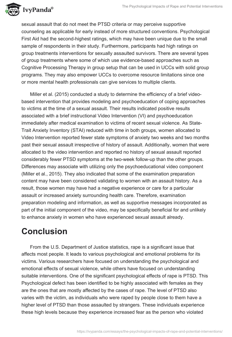 The Psychological Impacts of Rape and Potential Interventions. Page 5