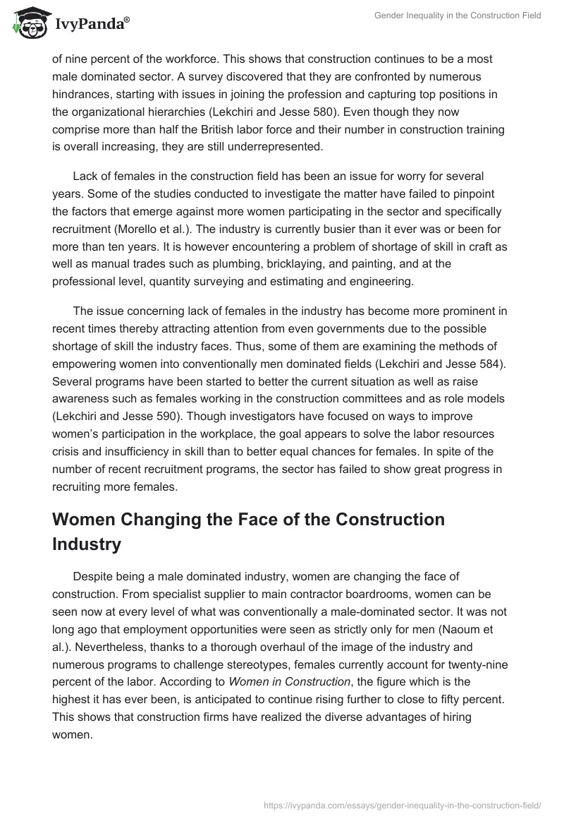 Gender Inequality in the Construction Field. Page 2