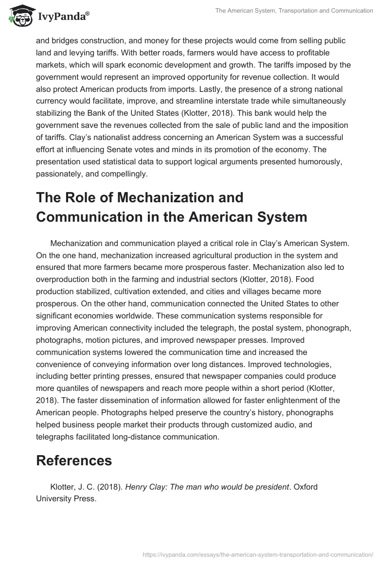 The American System, Transportation, and Communication. Page 2
