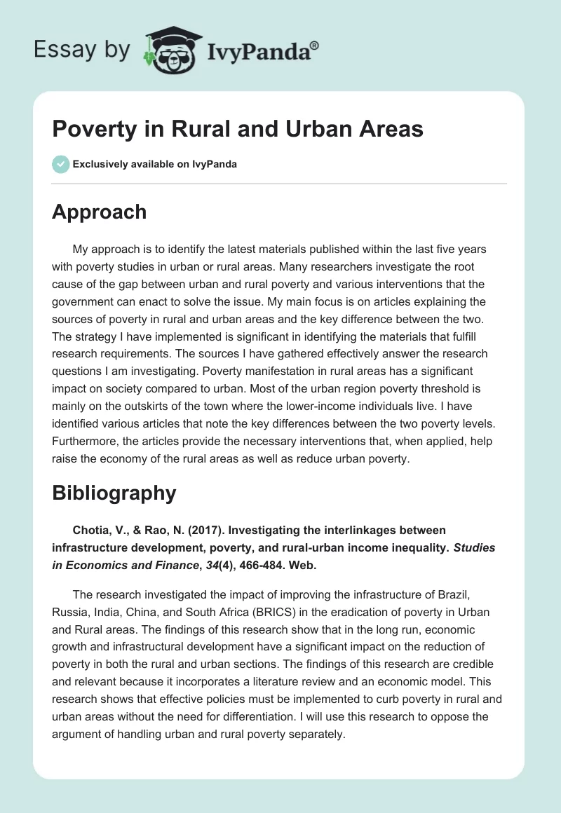 Poverty in Rural and Urban Areas. Page 1