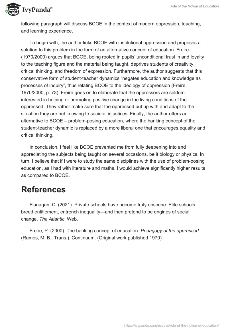 Role of the Notion of Education. Page 2