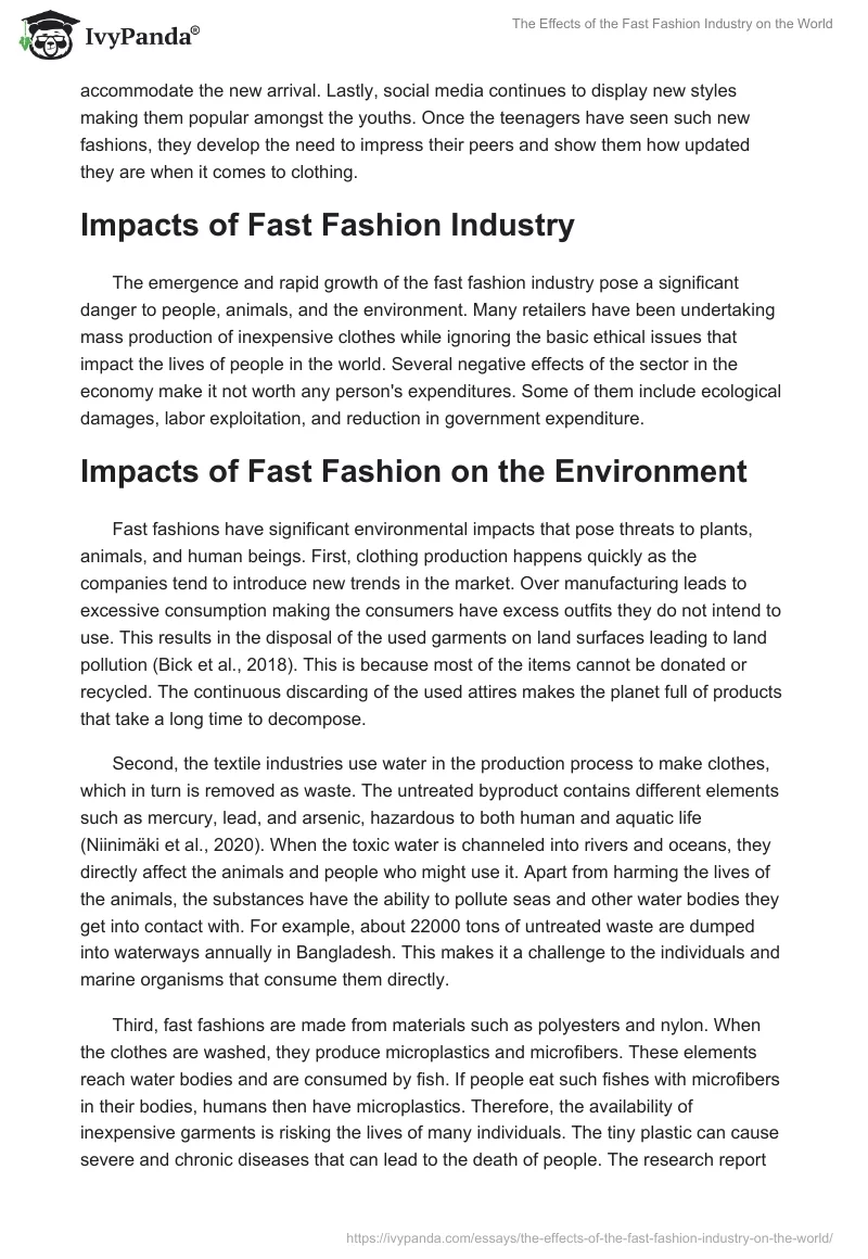 The Effects of the Fast Fashion Industry on the World. Page 3