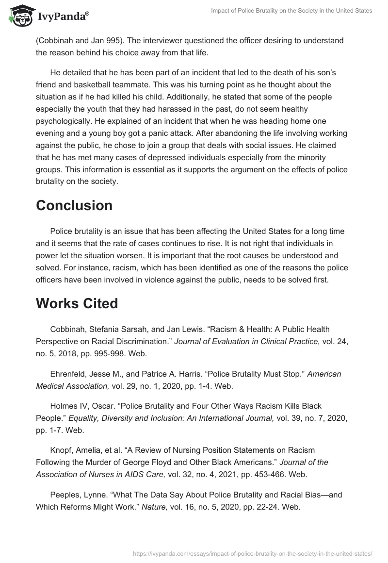 Impact of Police Brutality on the Society in the United States. Page 5