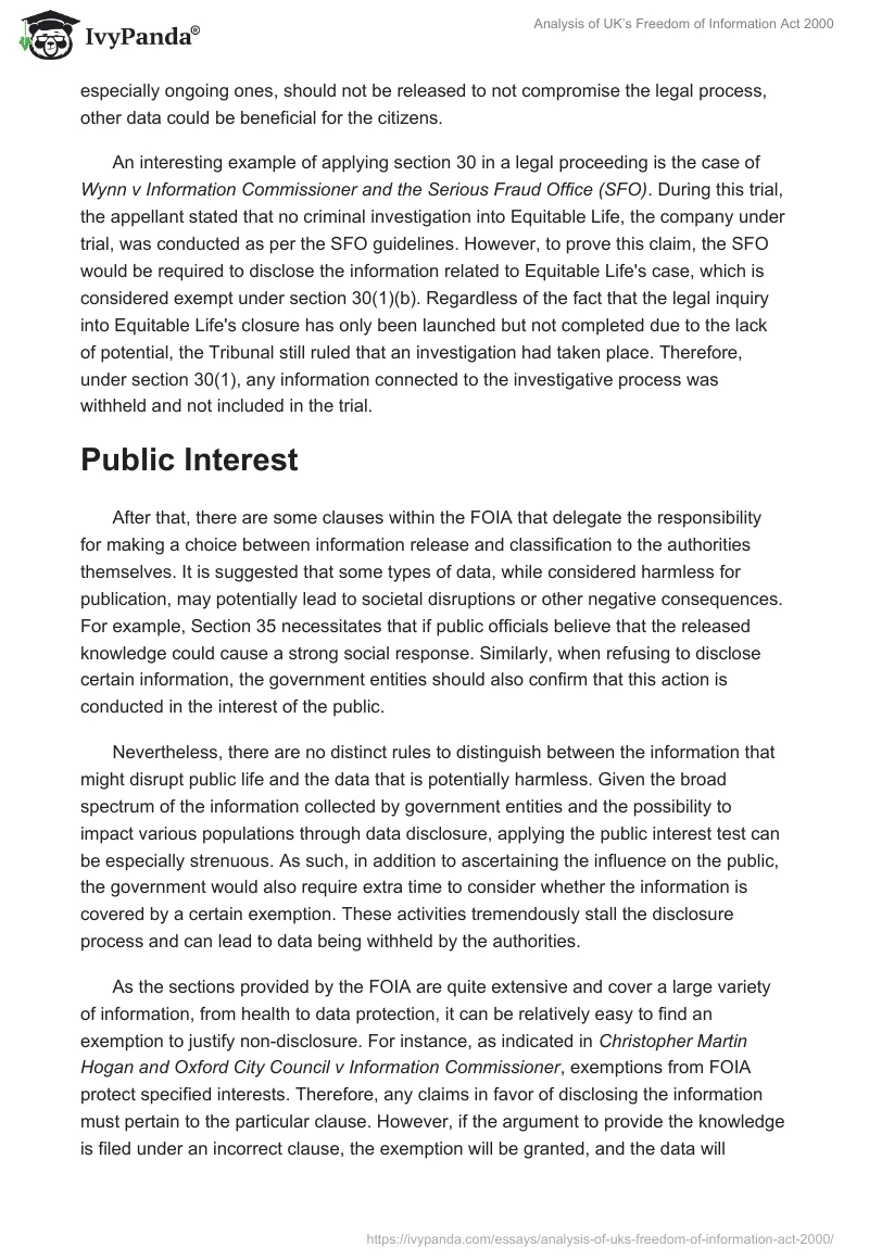 Analysis of UK’s Freedom of Information Act 2000. Page 3