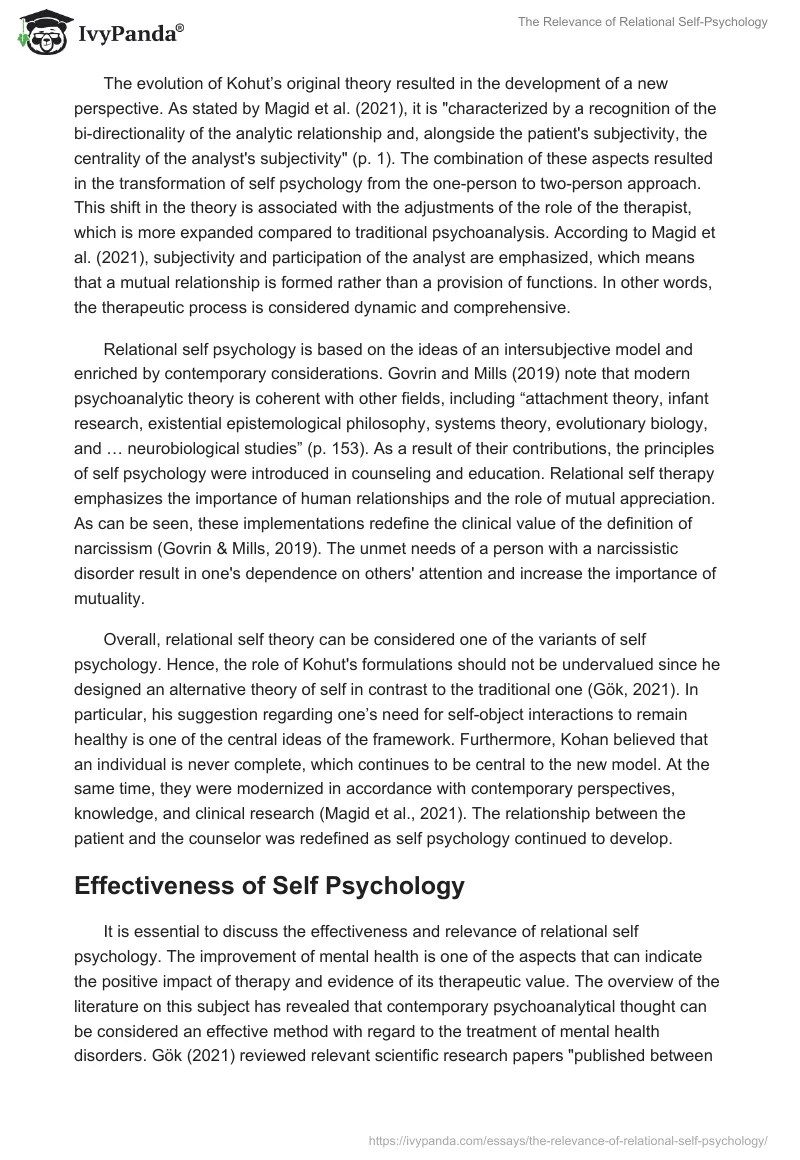 The Relevance of Relational Self-Psychology. Page 2