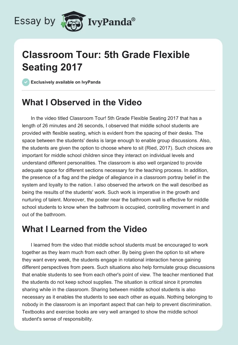 Classroom Tour: 5th Grade Flexible Seating 2017. Page 1