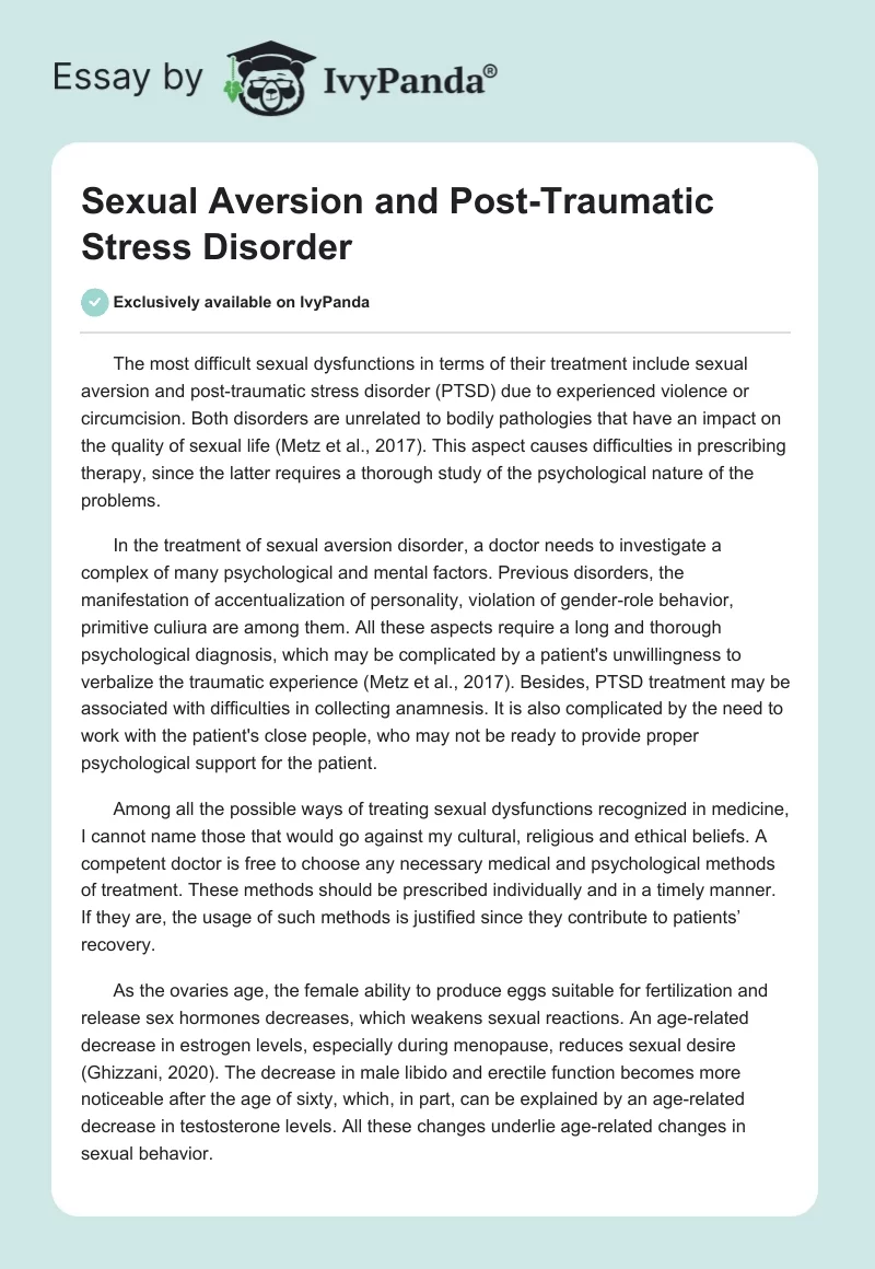 Sexual Aversion and Post-Traumatic Stress Disorder. Page 1