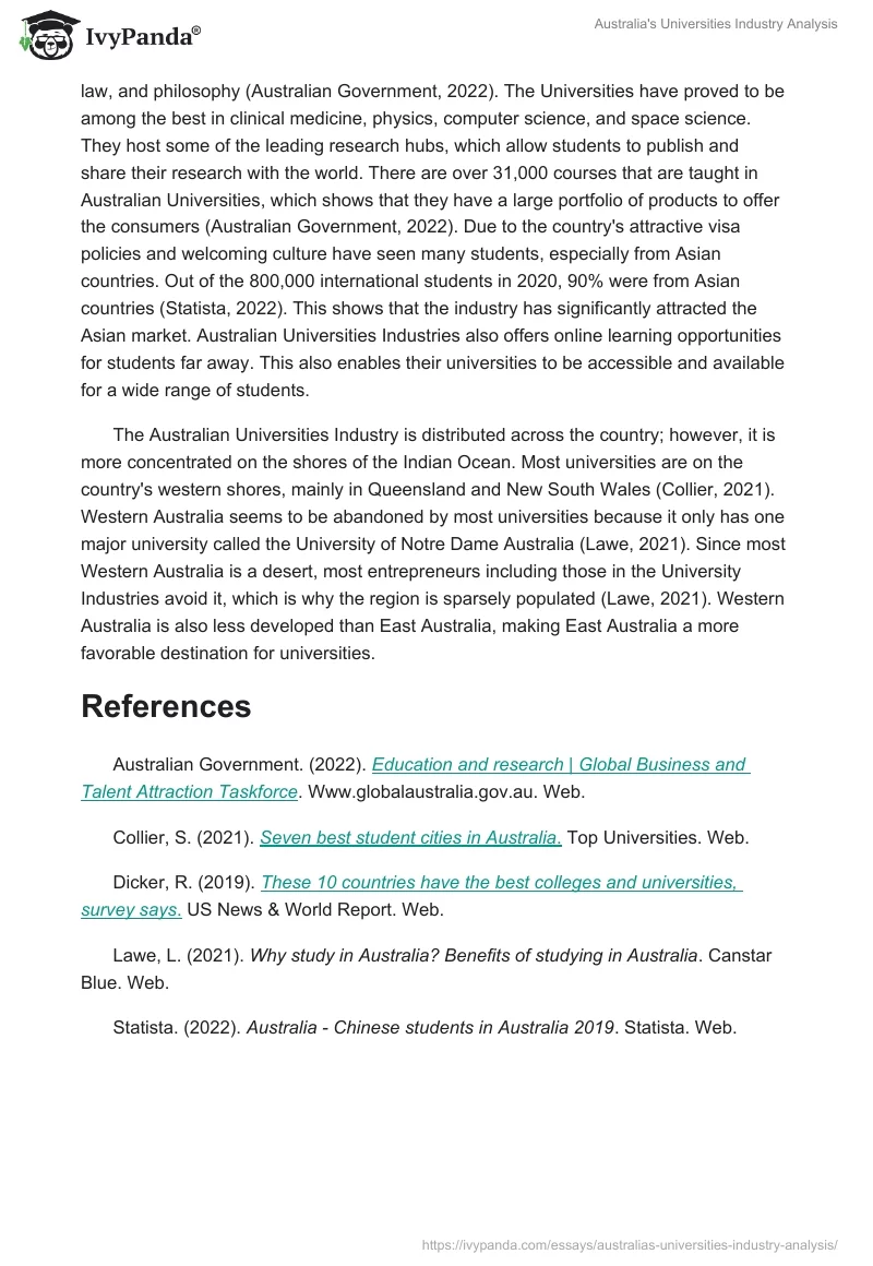 Australia's Universities Industry Analysis. Page 2