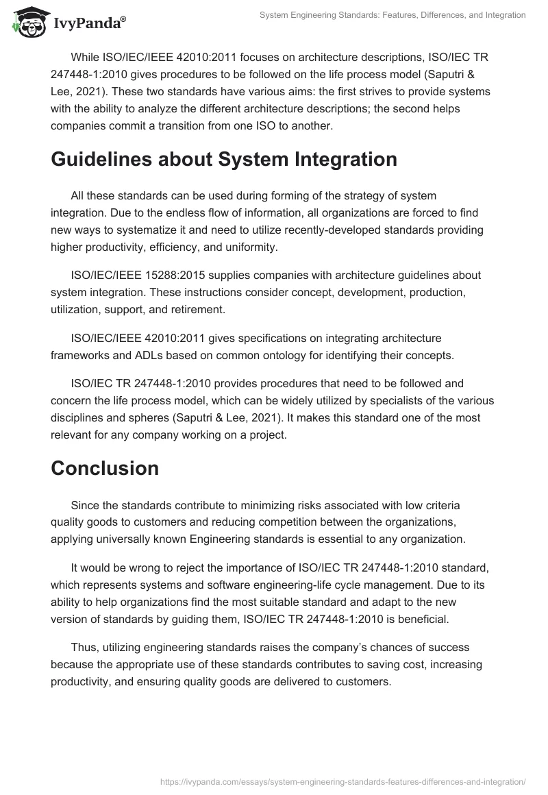 System Engineering Standards: Features, Differences, and Integration. Page 2
