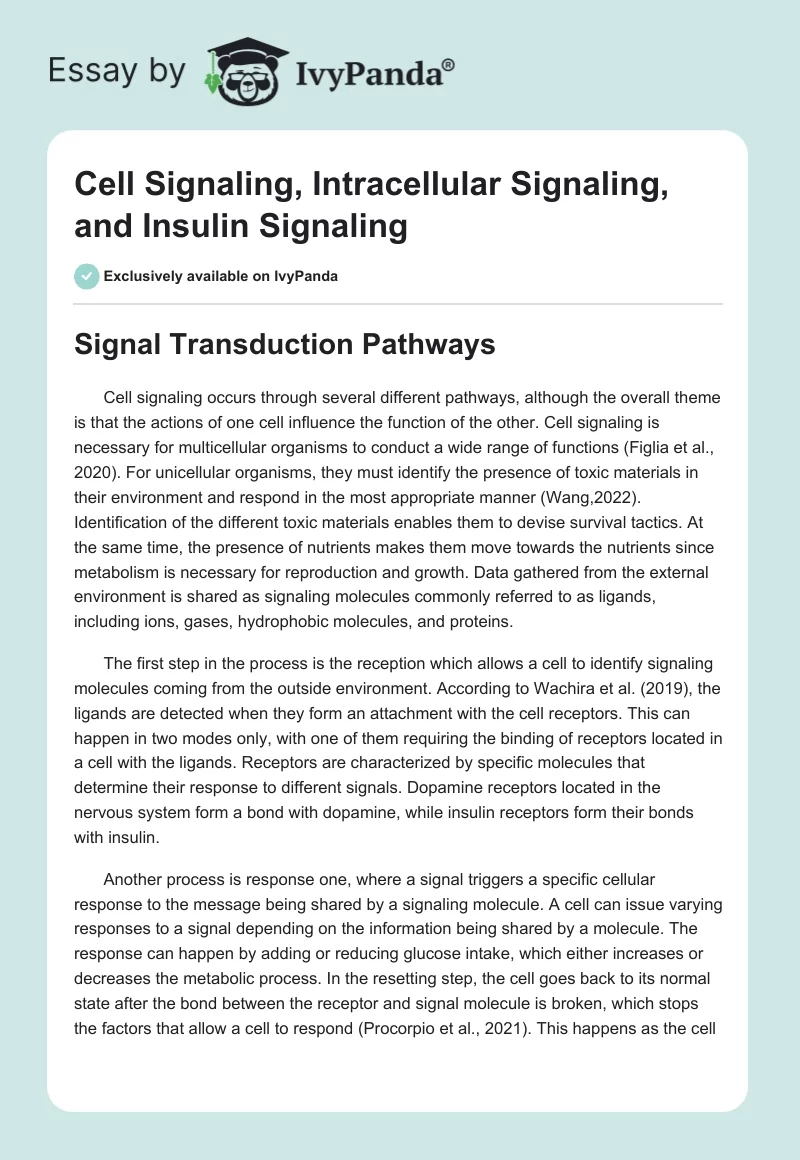 Cell Signaling, Intracellular Signaling, and Insulin Signaling. Page 1