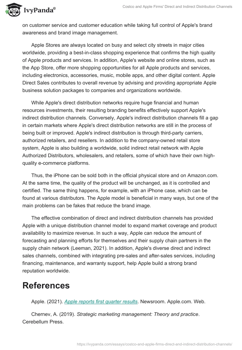 Costco and Apple Firms' Direct and Indirect Distribution Channels. Page 3