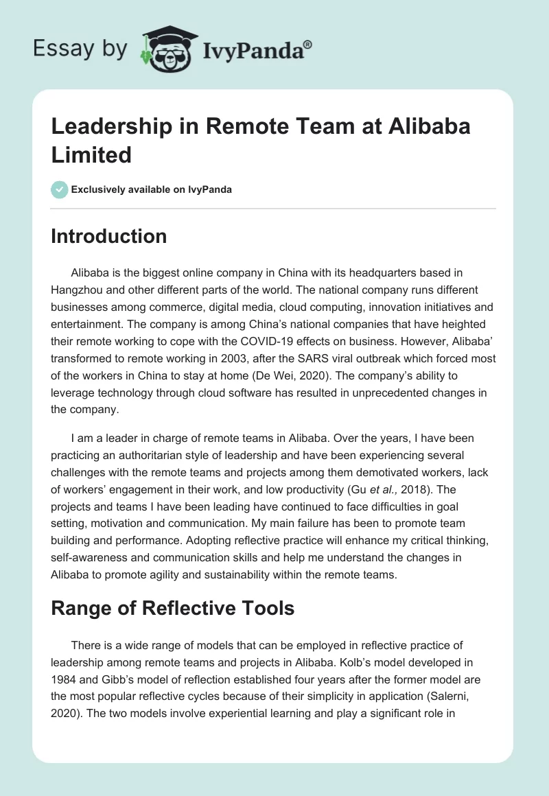 Leadership in Remote Team at Alibaba Limited. Page 1