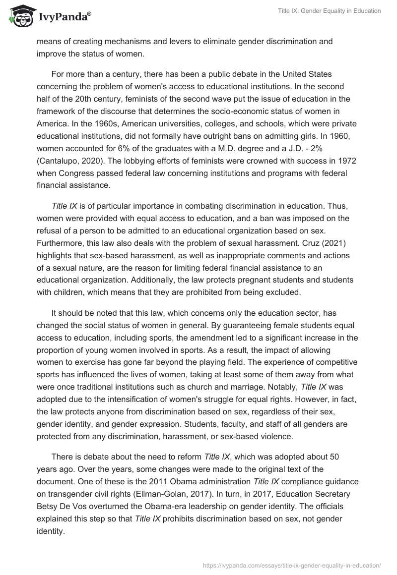 Title IX: Gender Equality in Education. Page 2