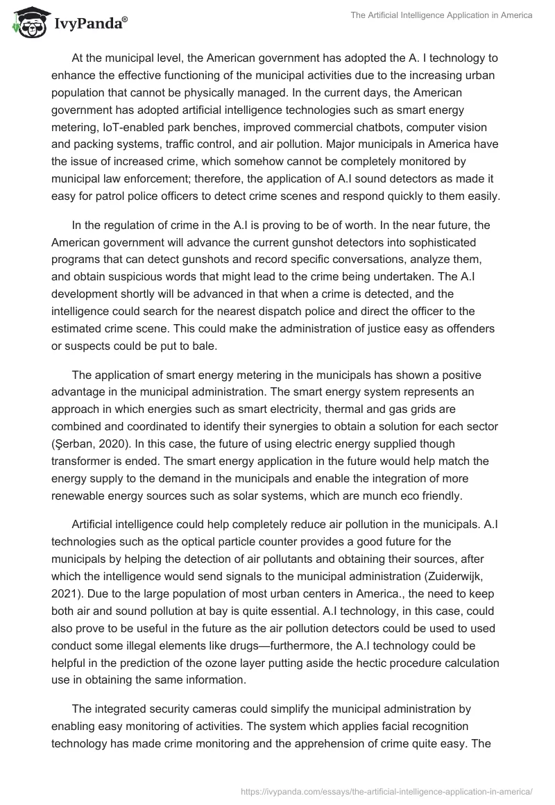 The Artificial Intelligence Application in America. Page 2