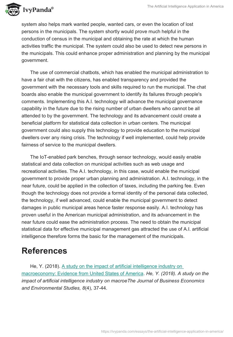 The Artificial Intelligence Application in America. Page 3