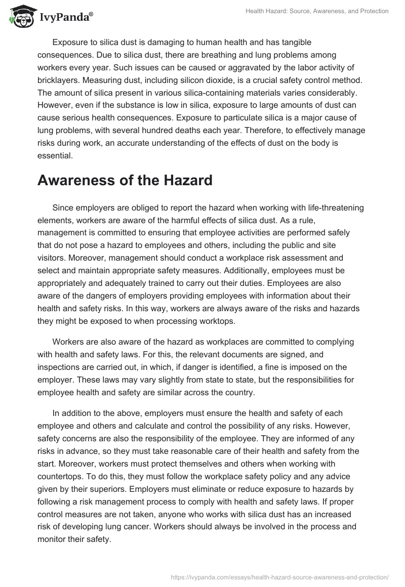 Health Hazard: Source, Awareness, and Protection. Page 2