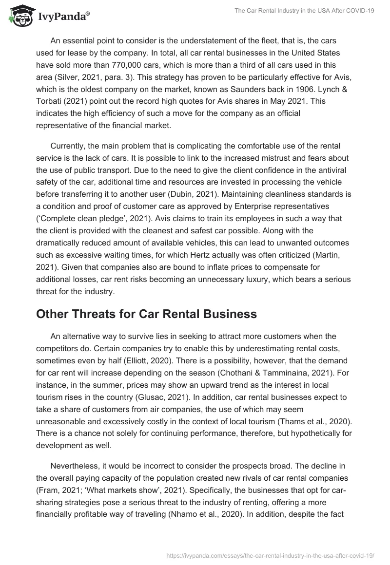 The Car Rental Industry in the USA After COVID-19. Page 4