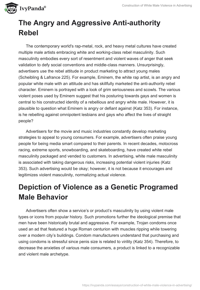 Construction of White Male Violence in Advertising. Page 2