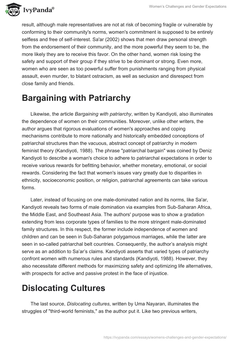 Women’s Challenges and Gender Expectations. Page 2