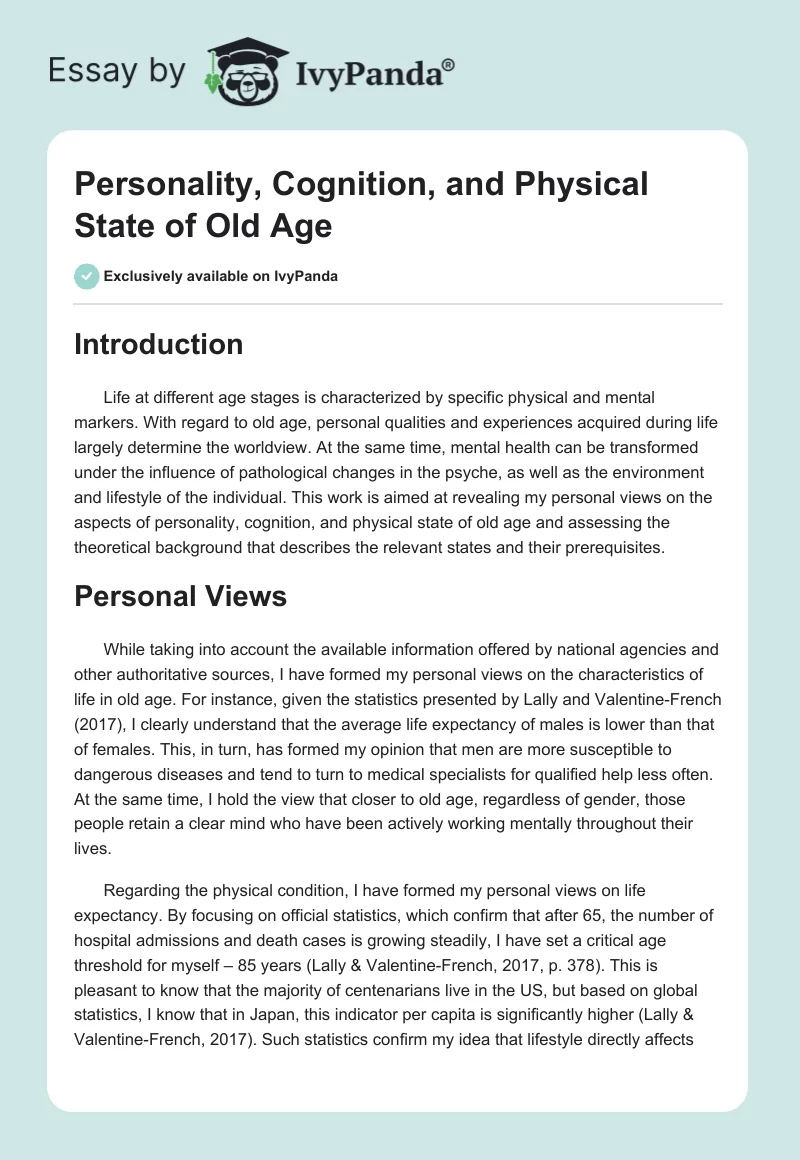 Personality, Cognition, and Physical State of Old Age. Page 1