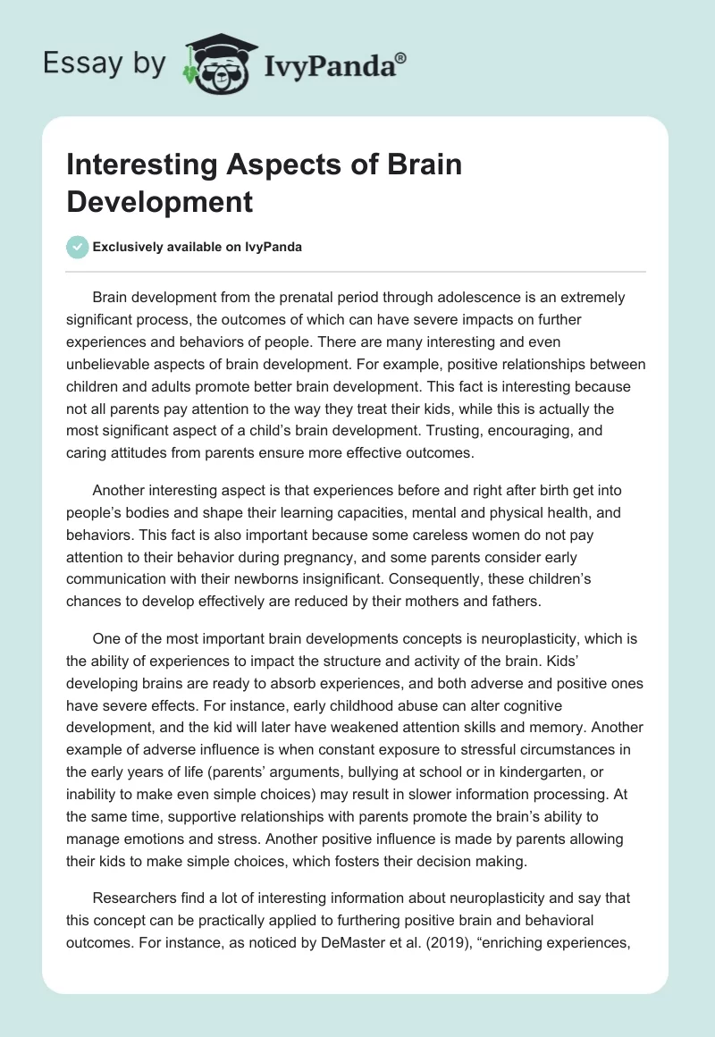 Interesting Aspects of Brain Development. Page 1