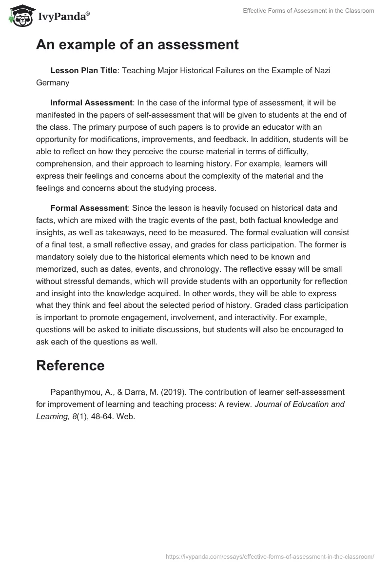 Effective Forms of Assessment in the Classroom. Page 2