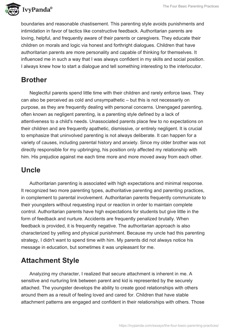 The Four Basic Parenting Practices. Page 2