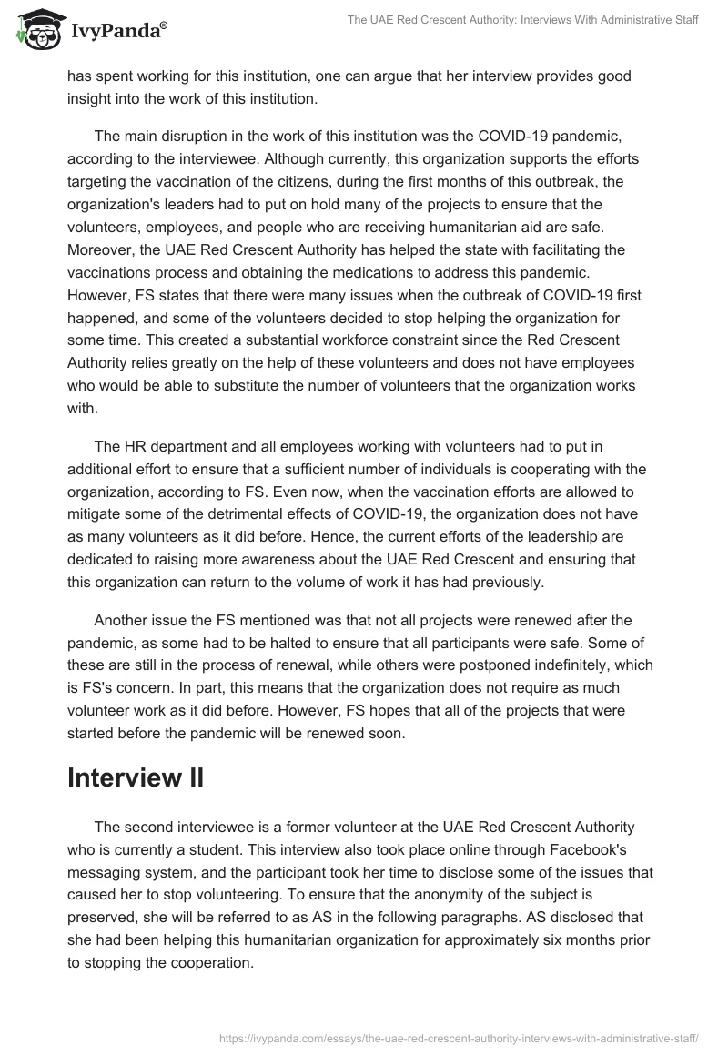 The UAE Red Crescent Authority: Interviews With Administrative Staff. Page 2