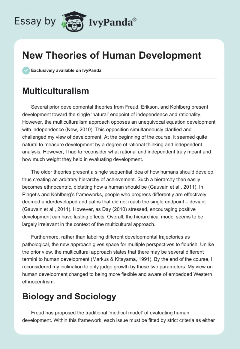 New Theories of Human Development. Page 1