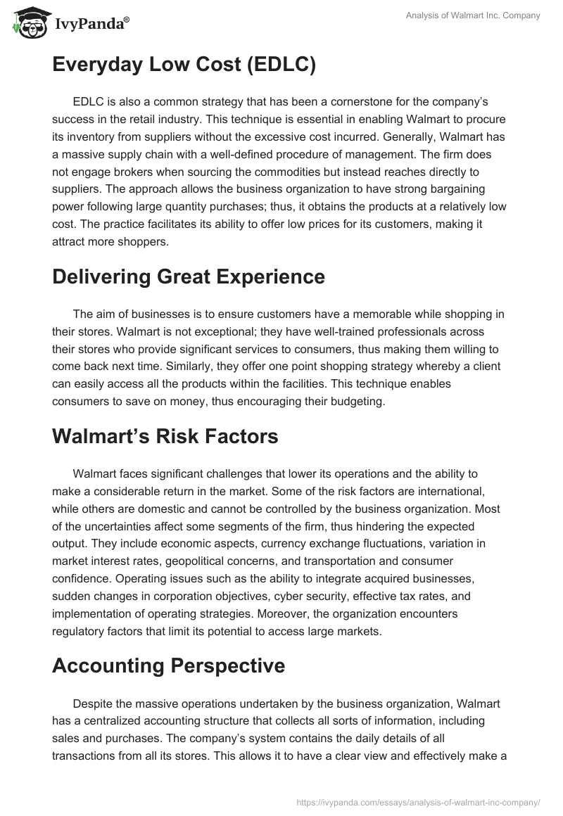 Analysis of Walmart Inc. Company. Page 3
