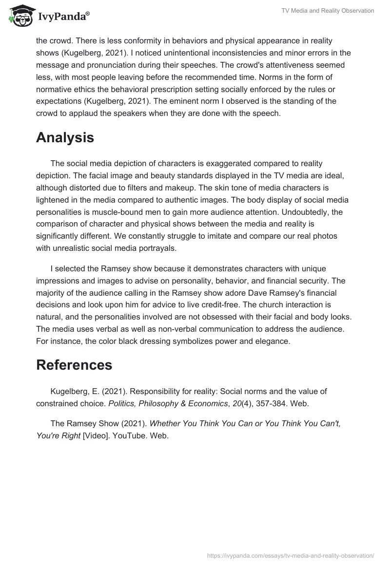 TV Media and Reality Observation. Page 2